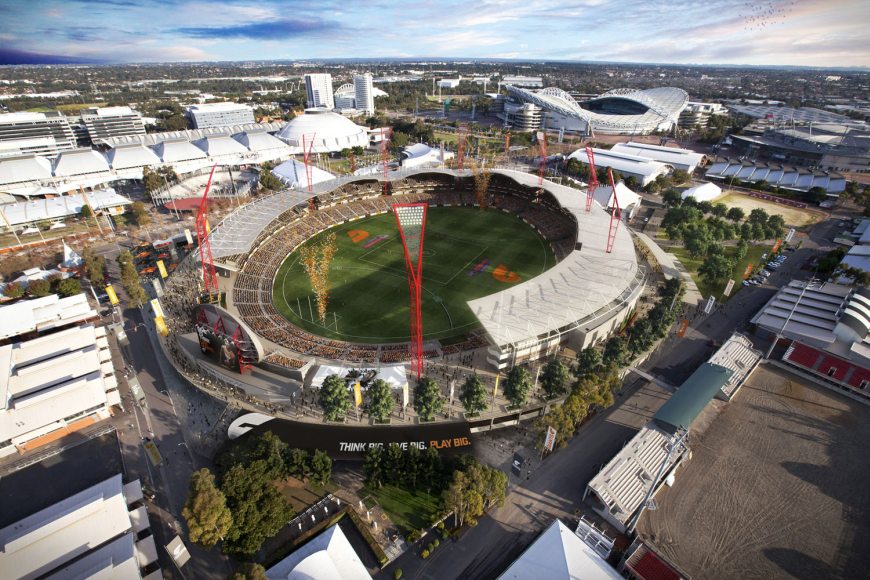 The new Skoda Stadium is a multi-purpose high quality boutique AFL stadium on the site of the Sydney Showgrounds Main Arena.