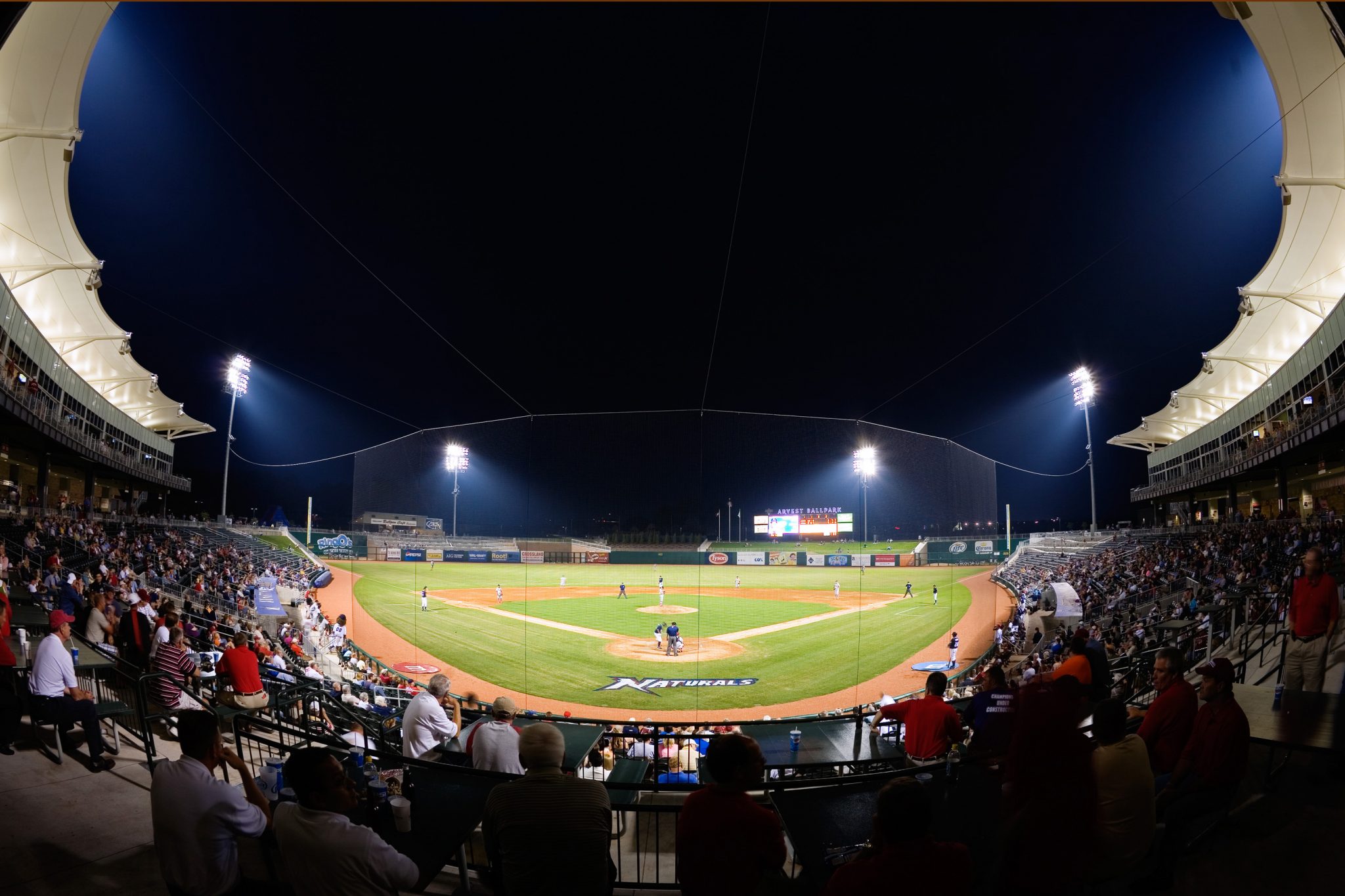 The seating bowl is reminiscent of its major league brother, Kauffman Stadium.