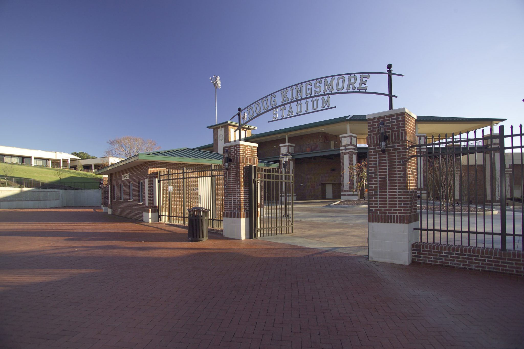 A wrought-iron and brick pilaster fence enclosed the park and improved security.