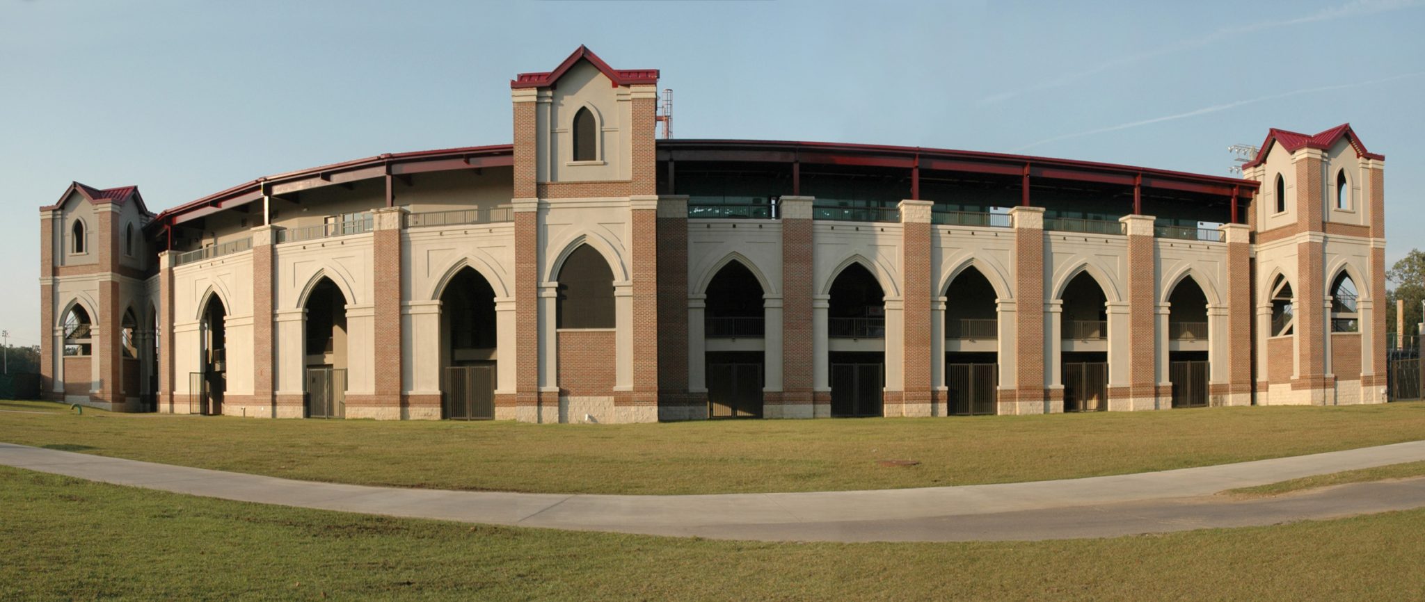 A stunning gothic exterior skin, crafted from brick and stucco, greets fans.