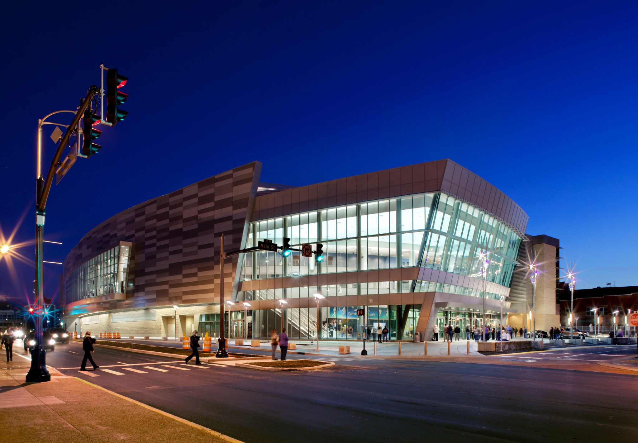 Focused use of glass on Ford Center's exterior will become a beacon for the city.
