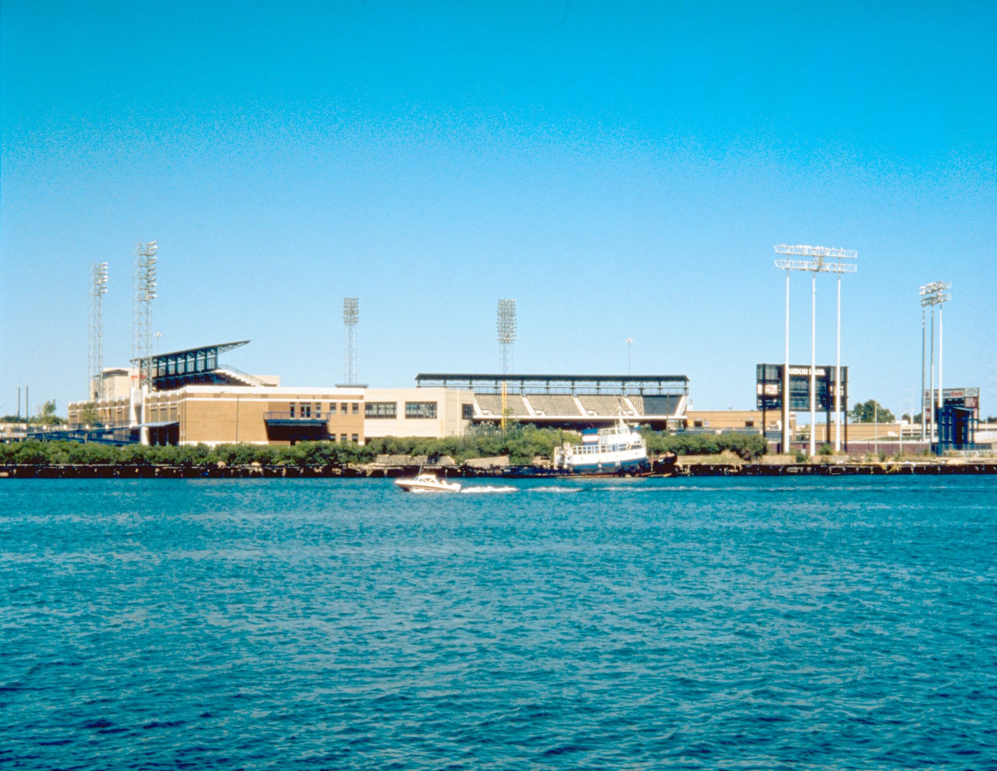 The stadium is located on & provides views of the historic Elizabeth River.