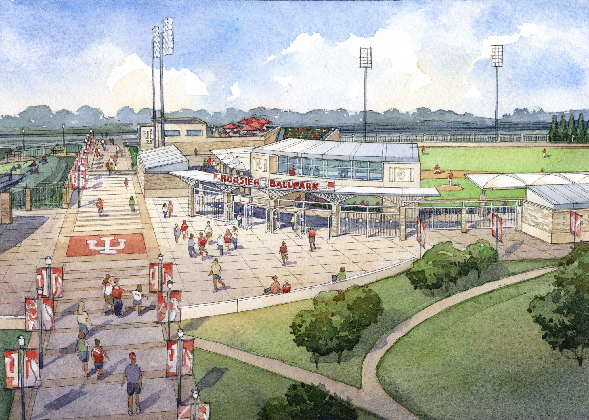 IndianaUniversityBaseball-Bloomington-EnteranceWaterColor