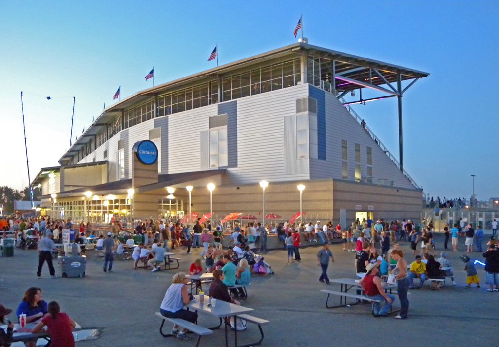 The North Dakota State Fairgrounds project includes a covered 7,000-seat grandstand.