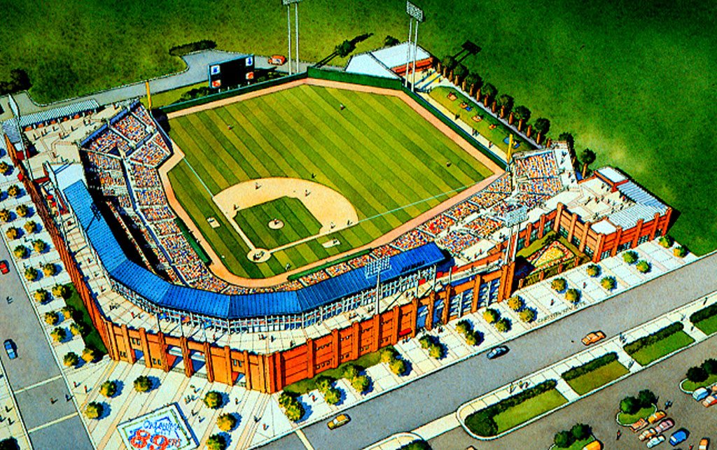 The 13,000-seat ballpark is located in Oklahoma City's Bricktown District.