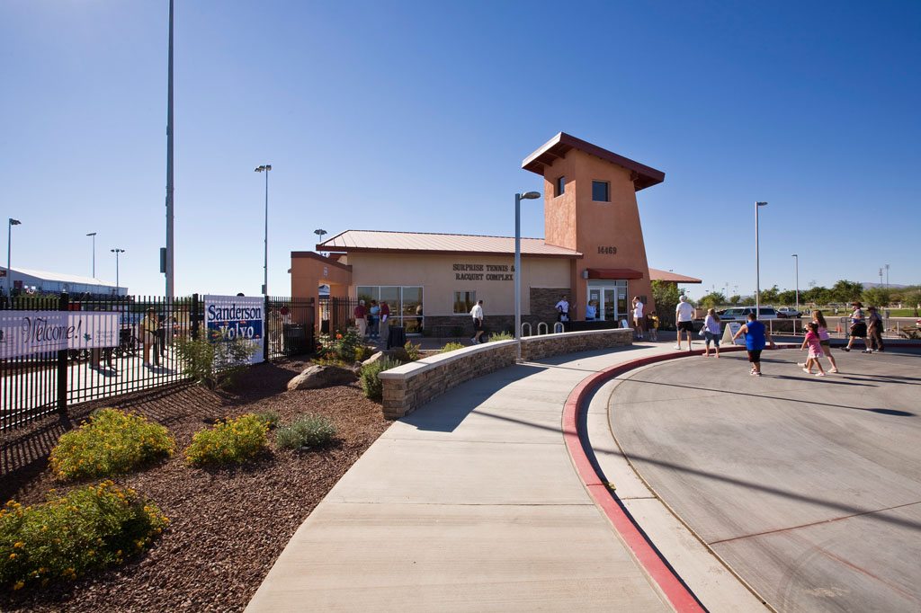 It's integrated with a recreational campus & also a larger civic complex.