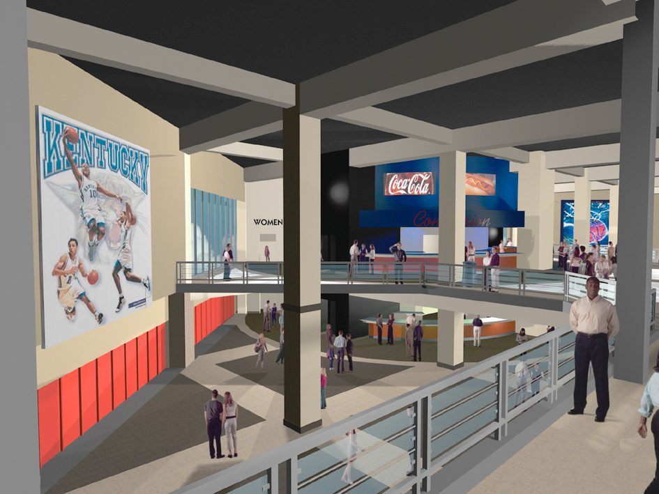 Suggested improvements of Rupp Arena, home of the Kentucky Wildcats, included a new concourse to serve upper sections.