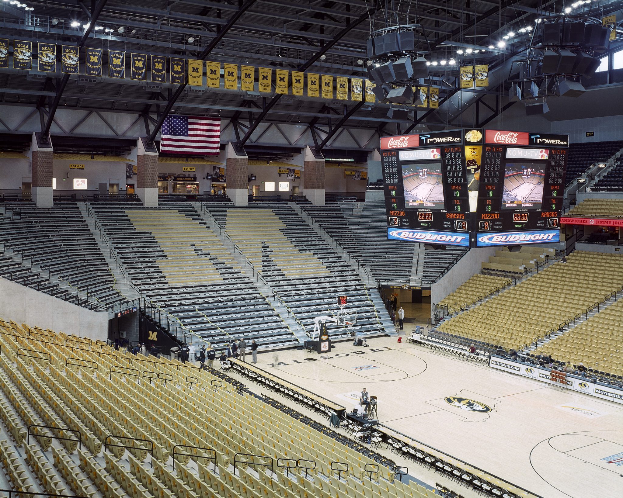 Mizzou Arena has 15,500 seats, 1,000 club seats & 24 suites.