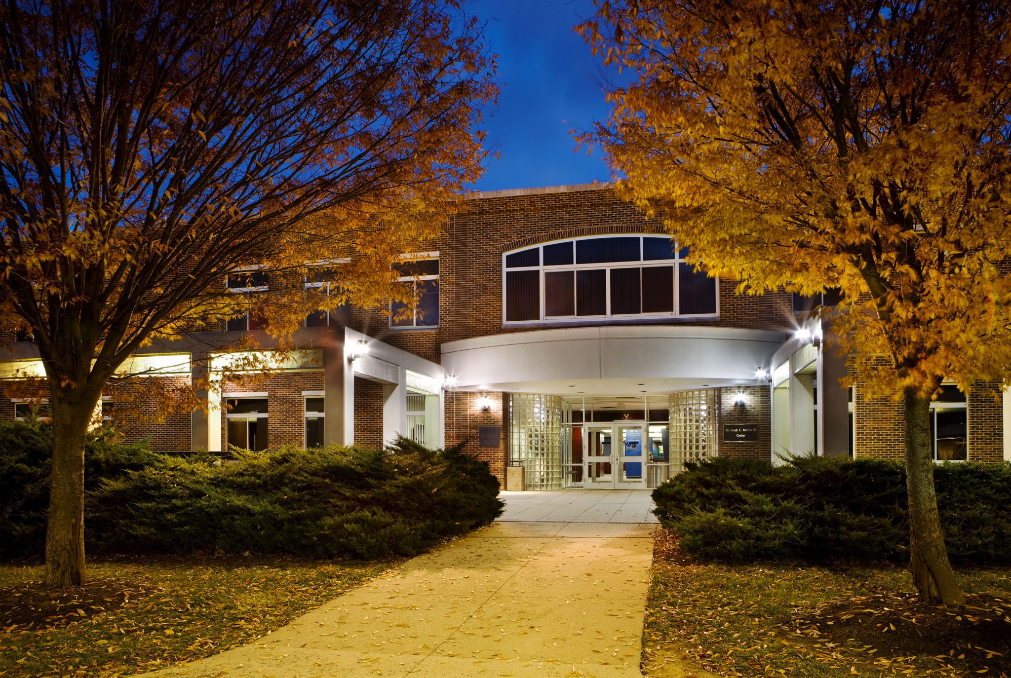 The University of Virginia training facility's exterior reflects the campus design tradition.